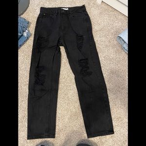 Garage Black Ripped Mom Jeans